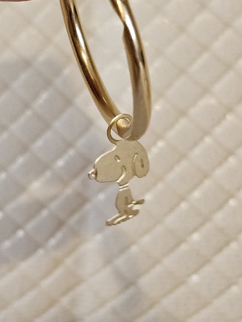 Vintage 14K Snoopy Charm for Hoop Earring